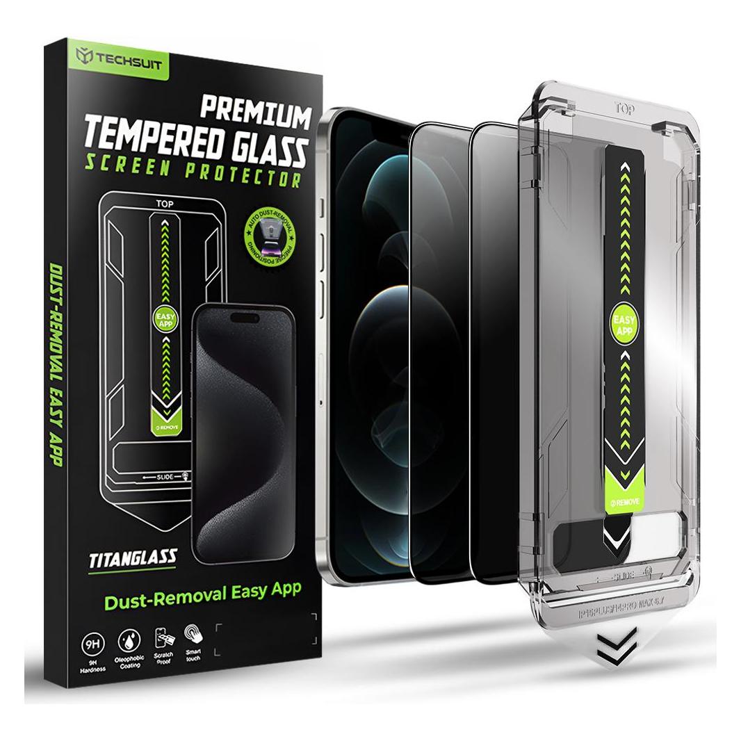 Techsuit - TitanGlass FullCover (2 pack) - iPhone 12 / iPhone 12 Pro - Privacy (2 Stk., Apple iPhone 12, Apple iPhone 12 Pro) (58823586)
