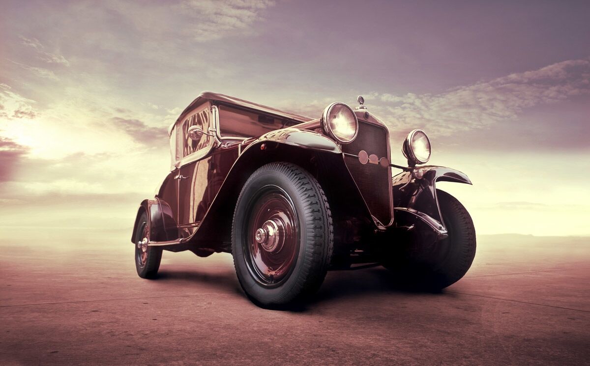 Fototapete PAPERMOON "Posing Oldtimer", bunt, B:1,5m L:1,11m, Vlies, Tapeten, Fototapete
