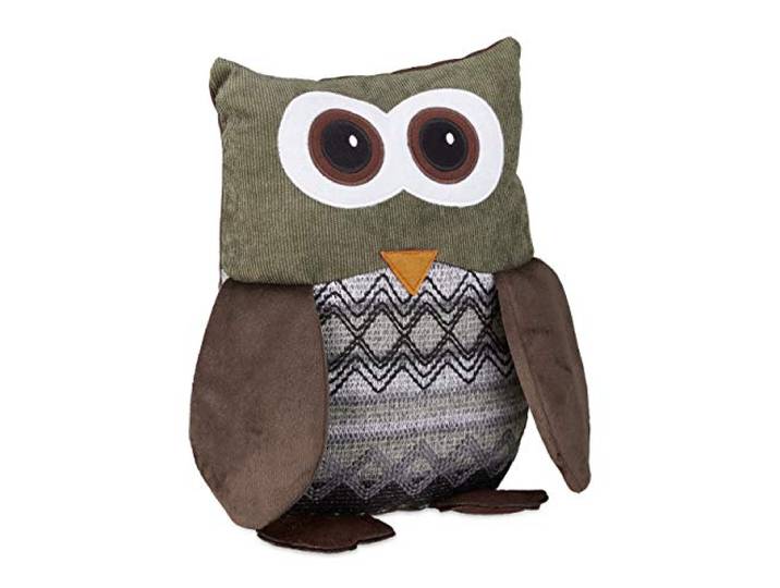 3x Butoirs de porte chouette arrêt de porte Hibou cale porte tissu sable butée porte HxlxP: 24 x 14 x 14 cm\, brun