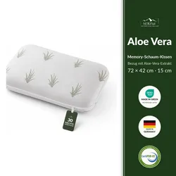 hERZtal Aloe Vera  Memory-Schaum-Kissen 72 × 42 cm | Bezug mit Aloe-Vera-Extrakt - 80x40x15cm