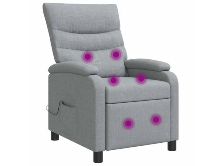 NLQMSU Massagesessel, neigbar, hellgrau, aus Stoff Polyester 100 %, Gestell aus Metall und Holz, Rückenlehne neigbar 115°-160°, höhenverstellbar, 6 Massagepunkte, Fernbedienung