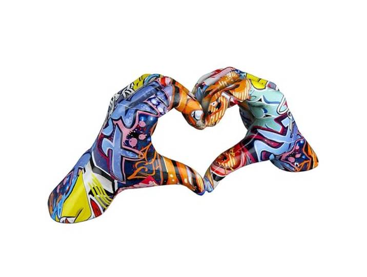 Gilde Poly handen Street Art VE 2 afdrukken op canvas, meerkleurig, uniek