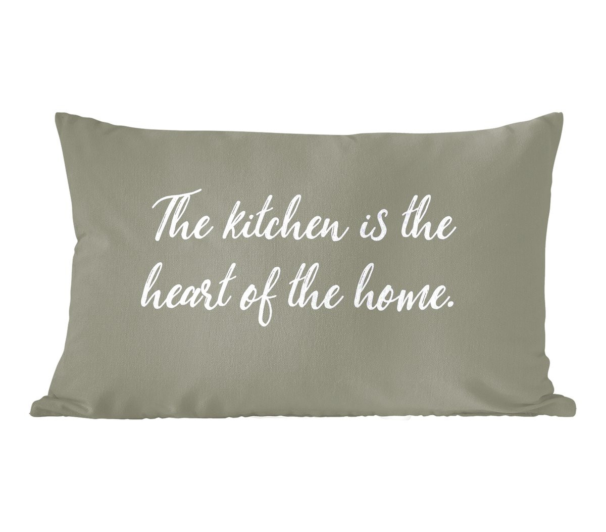 PillowMonkey Sierkussen met Quote The kitchen is the heart of the home, 60 x 40 cm
