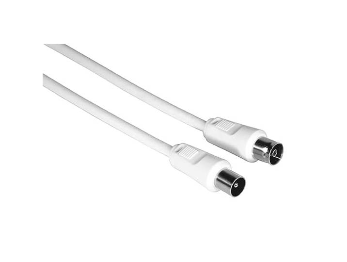 Hama Antennekabel, 75 DB, antennestekker, coaxiale kabel, kabel-tv, 5 m, wit