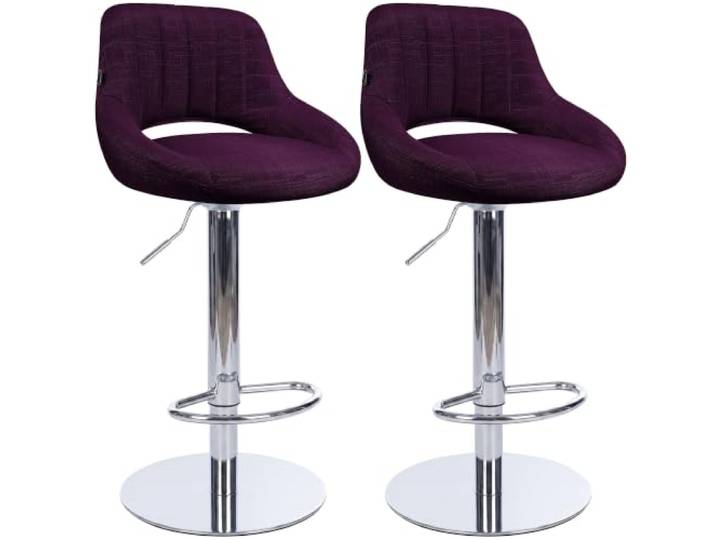 CLP 2er Set Barhocker höhenverstellbar mit extra schweren Standfüßen und gepolsterten Sitzschalen Milet Chrom, je Hocker belastbar bis 150 kg Farbe lila Material Stoff