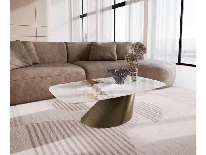 DELIFE Couchtisch Edge Boot 120x70 cm Keramik Minas Melange Conis Metallic Gold, Couchtische