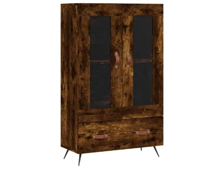 Buffet haut - ESTINK - ST5670 - Chêne fumé - Bois d'ingénierie - Métal et verre