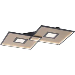 Deckenlampe Schlafzimmerleuchte schwarz Wohnzimmer Fernbedienung dimmbar, LED CCT Memory, Metall gold, LED 50W 1350lm 2700-5000K, LxBxH 96x56,6x6 cm