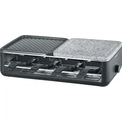 SEVERIN RG 2366 Black Line Lite mit Naturstein und Grillfläche, Raclette