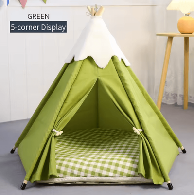 Inspire Essentials CozyPup Plush Pet Teepee Tent l green