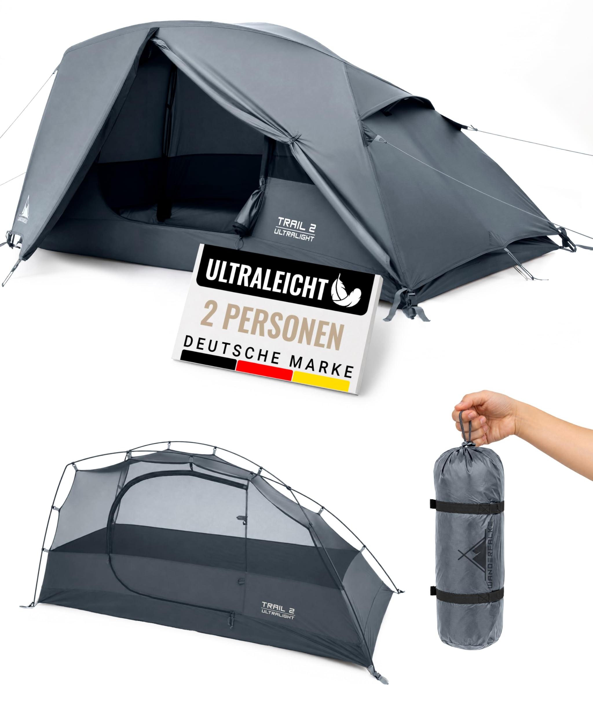 Ultralichtes Trekkingzelt 2 Personen, wasserdicht, 4.000 mm, kompakt