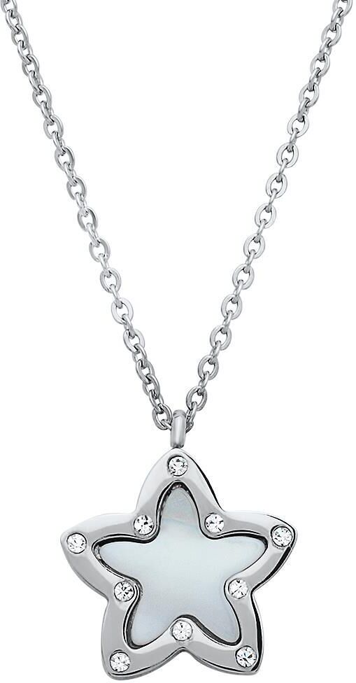 Unique Moderne Stahlkette Sternanhänger Zirkonia silber