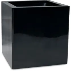 Premium Pflanzwürfel hochglanzpoliert 80 cm schwarz
