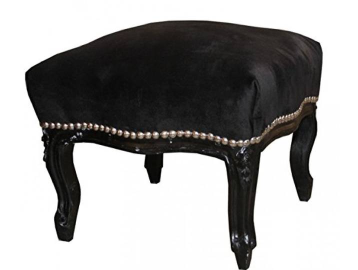 Casa Padrino Barock Fußhocker Medium Schwarz/Schwarz - Antik Stil Möbel - Hocker
