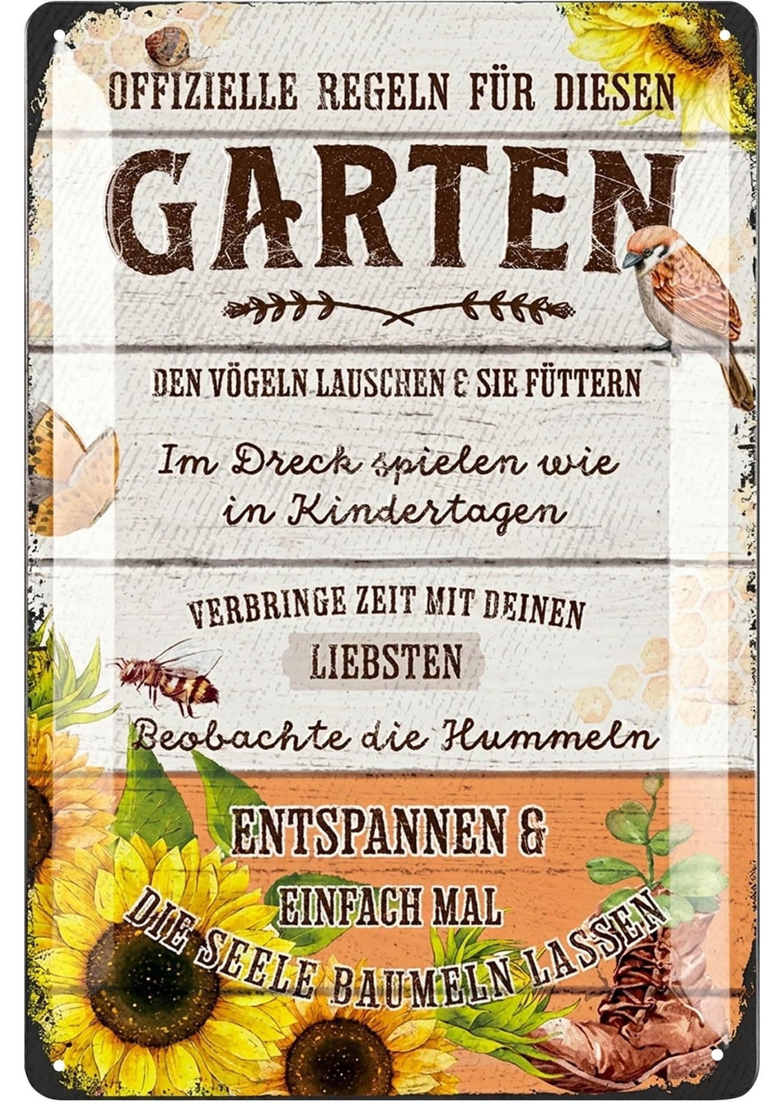 Dripio Retro metalen bord met tuinregels, 20 x 30 cm