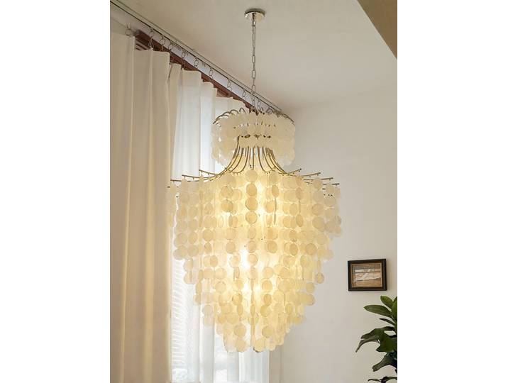 Lustre LED Moderne en Coquille Française pour Décoration Intérieure, Restaurant, Escalier Haut de Gamme, Chambre, Salon, Luminaire Tricolore