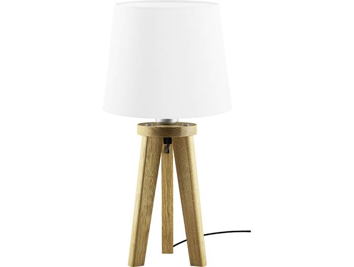 HERZBLUT Tischlampe Elli weiss/eiche Nickel/Holz H 43 cm