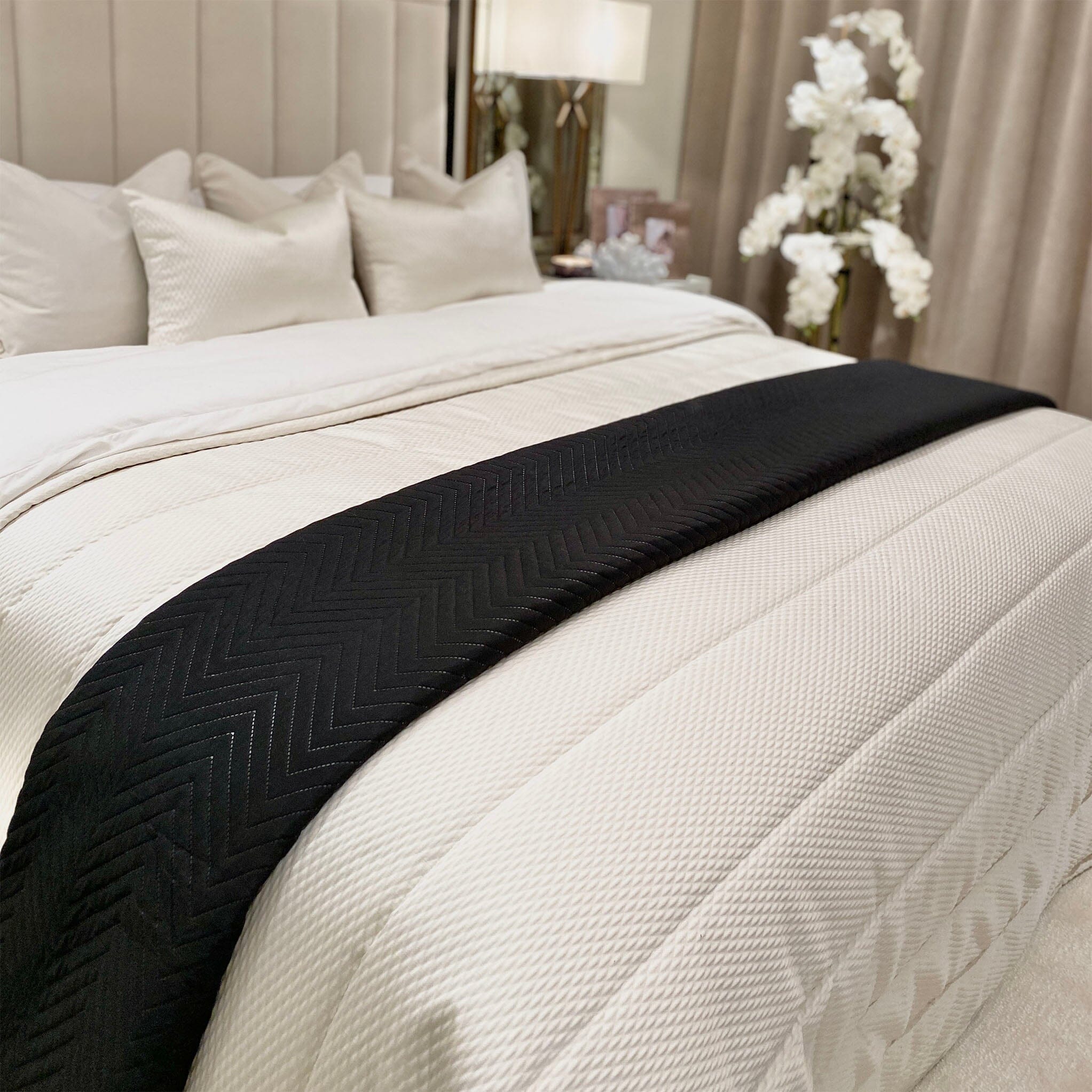 Hugo Black Quilted Bedspread, Double
