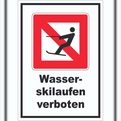 HB-Druck Wasserskilaufen verboten Symbol und Text A1 (594x841mm)