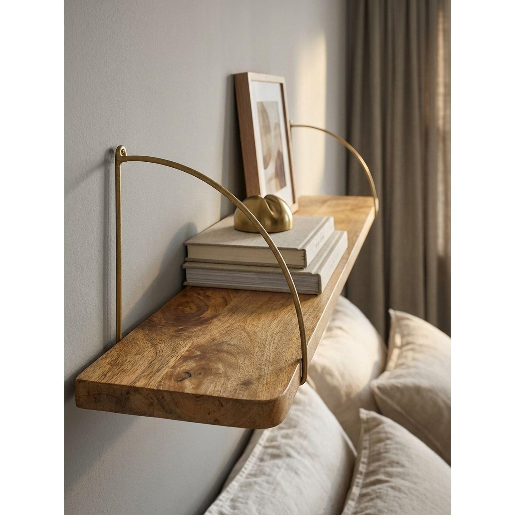 Wandregal Massivholz Metall Großes Industrial, Mango 100x22x25 cm
