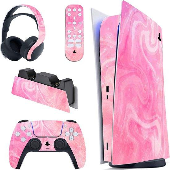 SURIGHT PS5-controller skin - Psychedelische roze vinylsticker voor PS5-console en accessoires