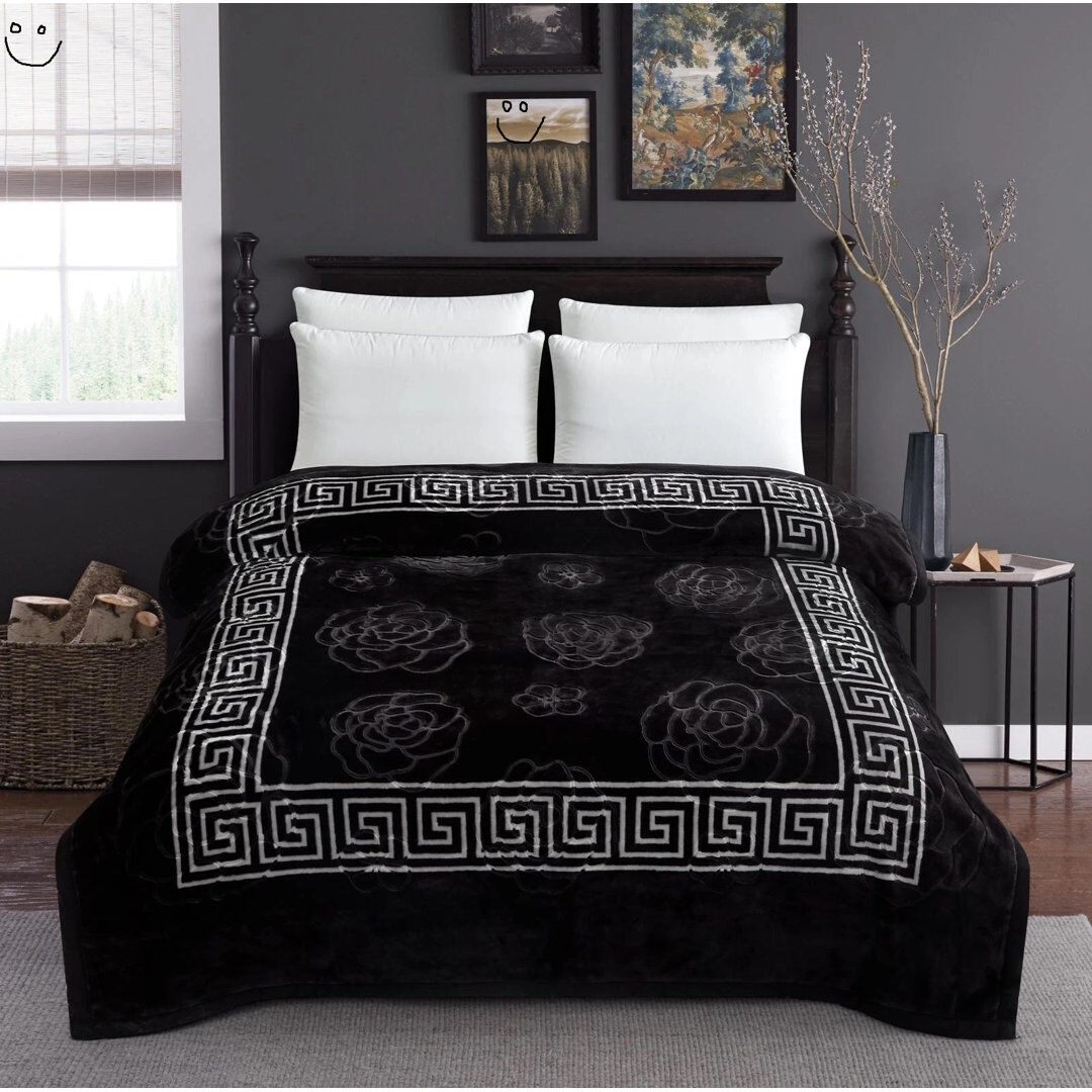 ZASH LONDON Geometric Flatweave Blanket Black Geometric 200cm W X 240cm L