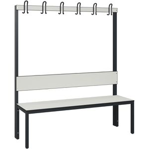 CP-Möbel Umkleidebank 8061-100, Sitzfläche Holz, 150 cm, mit Hakenleiste, grau / anthrazit