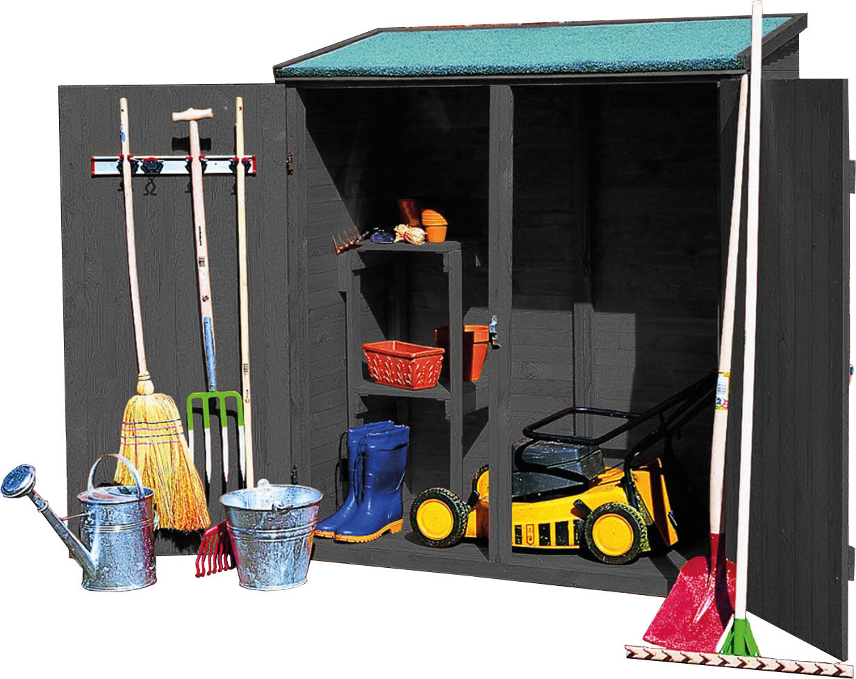 Garten-Geräteschrank PROMADINO, grau (anthrazit), Holzwerkstoff, Gerätehäuser