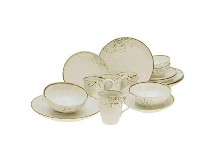 Creatable Kombiservice Nature Collection Natural Living, Creme, Weiß, Keramik, 16-teilig, 300 ml, Geschirr, Geschirrsets, Kombiservice