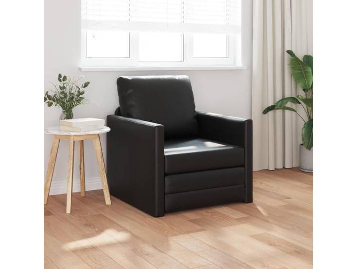 Fauteuil lit au sol 2 en 1 Noir 74x77x81 cm Simili cuir