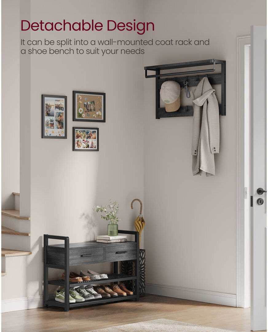 Borough Wharf Aleia Hall Tree 80cm Wide Black 182cm H X 80cm W X 30cm D