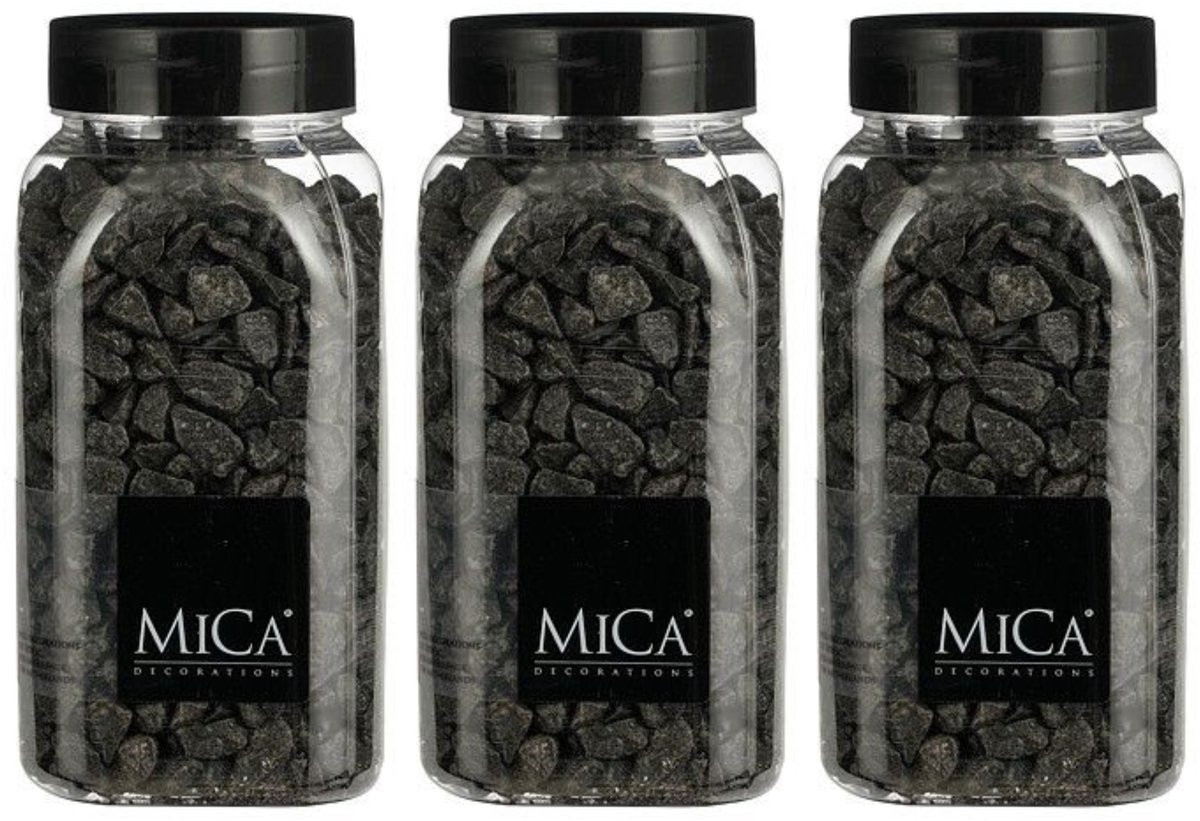 Mica Decorations decoratiesteentjes - antraciet - 1 kilo (650ml) - 3 stuks