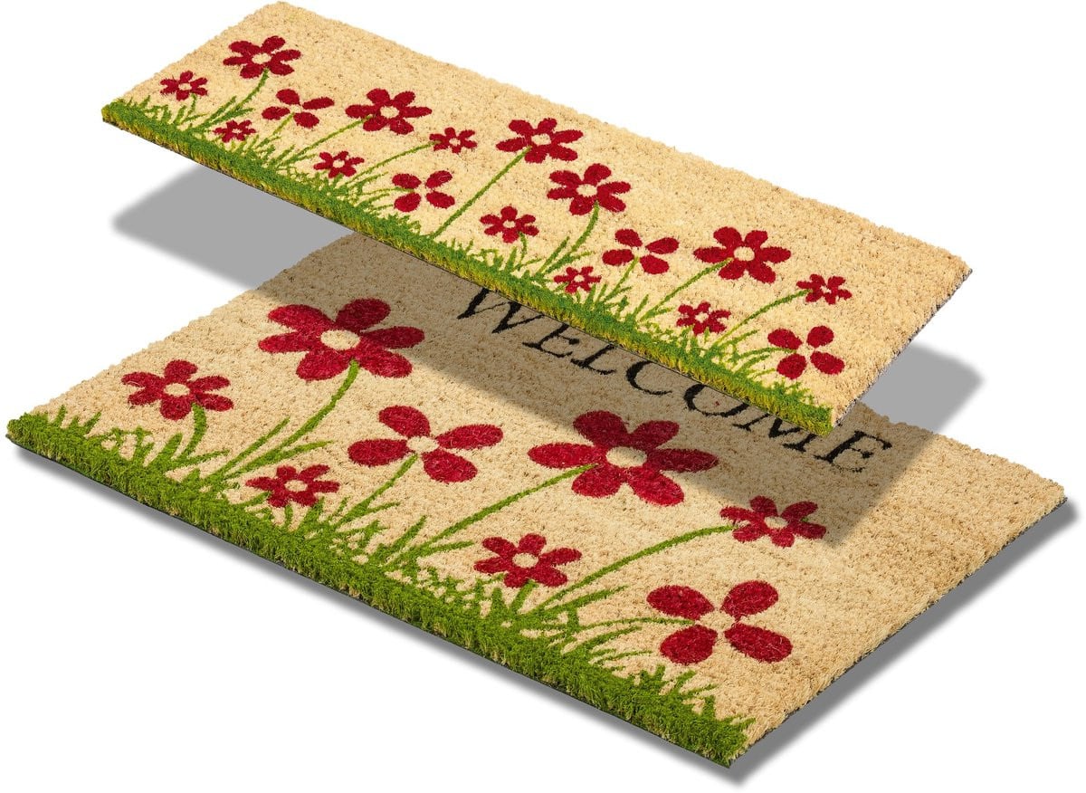 Unyqoos Beige kokos deurmat set voor binnen met antislip en antibacteriële eigenschappen