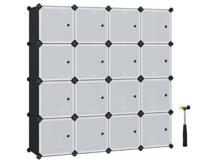 Meuble de Rangement Modulable 16 Cubes Étagère en avec Ptes pour Vêtements Chaussures Noir 16 Cube PETIT MEUBLE DE RANGEMENT