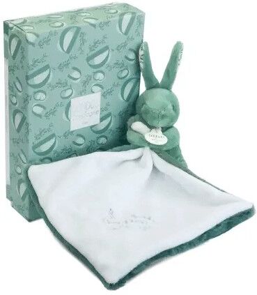 Lapin DOUDOU : Doudou Lapin mouchoir Vert 10 cm - Doudou et compagnie