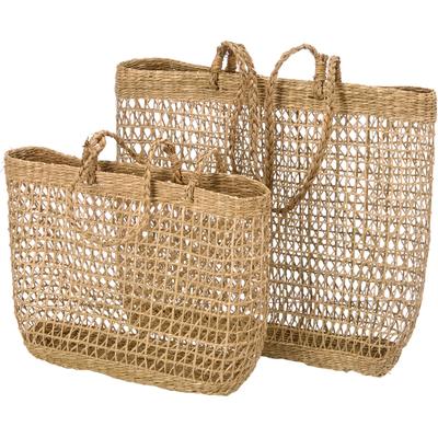 Dekokorb CREATIV HOME "Taschenkorb", braun, B:50cm H:40cm T:14cm, Geflecht Seegras, Aufbewahrungsboxen, in Taschenform