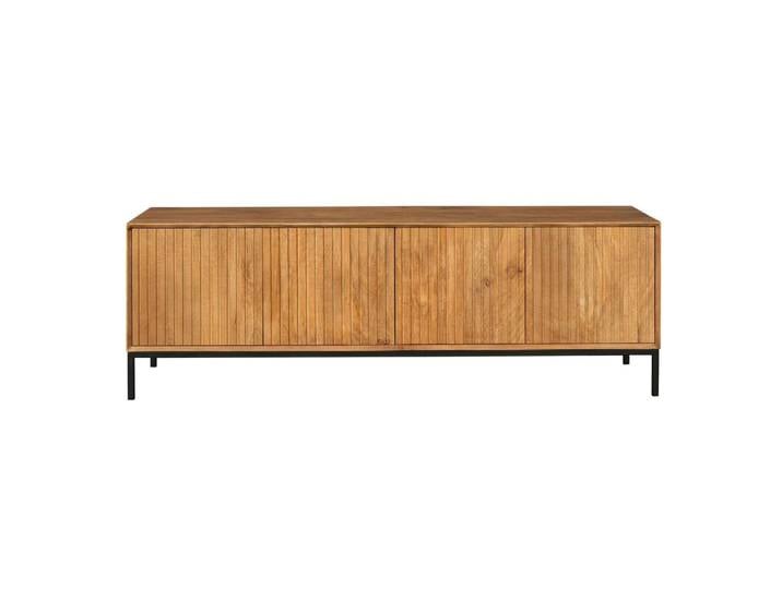 Meuble tv 165 cm, 4 portes en bois rainuré