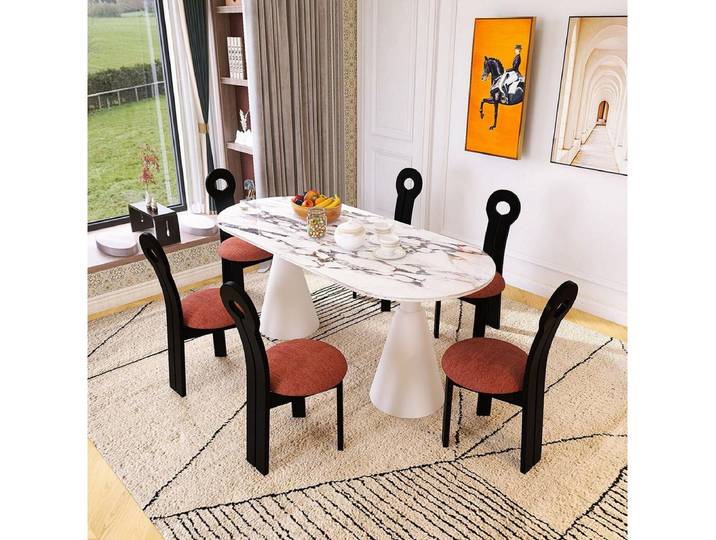 JVmoebel Essgruppe Essgruppe Luxuriöses Esstisch mit 6x Stühlen Modernes Möbel Set 7tlg, (7-tlg), Made in Europa