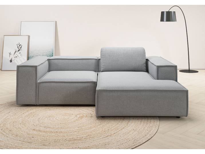 Ecksofa, 246x171 cm, Polyester, Grau, Kompakt & Platzsparend, Modern