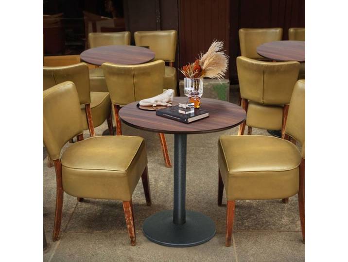 Lvhcmfohm Table de bistrot Rond style rétro en bois et métal - Table à manger rétro 60x60x75cm - Marron