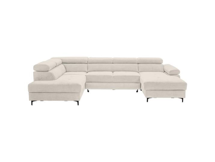 Stylife Wohnlandschaft Combo, Beige, Metall, 5-Sitzer, Ottomane links, U-Form, 333x206 cm, Made in EU, Liegefunktion, Rücken echt, Wohnzimmer, Sofas & Couches, Wohnlandschaften, Wohnlandschaft U-Form
