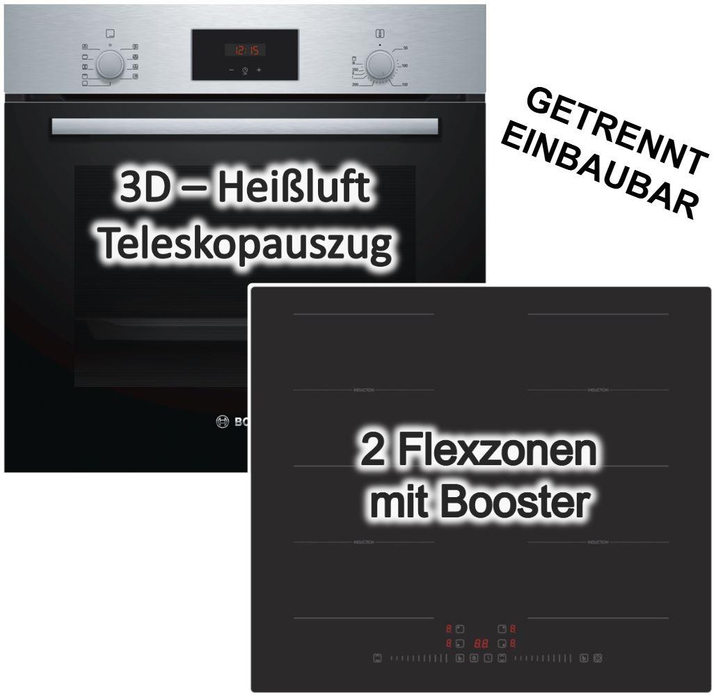 BOSCH Backofen Teleskopauszug + PKM Flex-Induktionskochfeld autark 60cm
