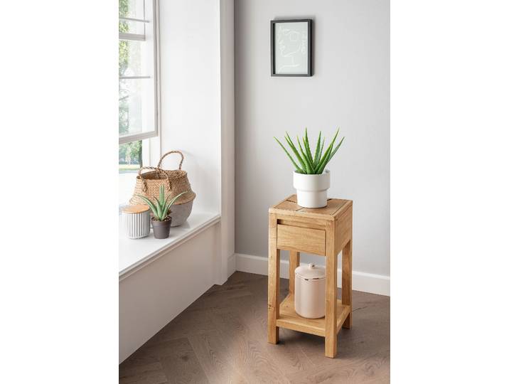 Massiver Beistelltisch - Schublade 60cm Holz/Braun
