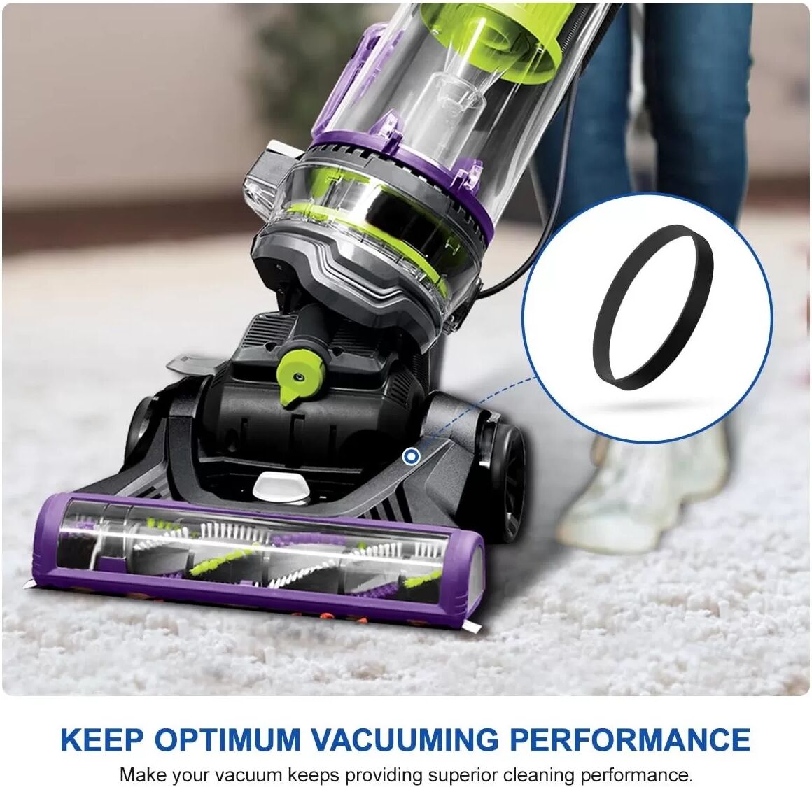 INF Ersatz-Vakuumriemen 5er-Pack, schwarze ABS-Antriebsriemen kompatibel mit Bissell Powerlifter und CleanView Swivel Rewind