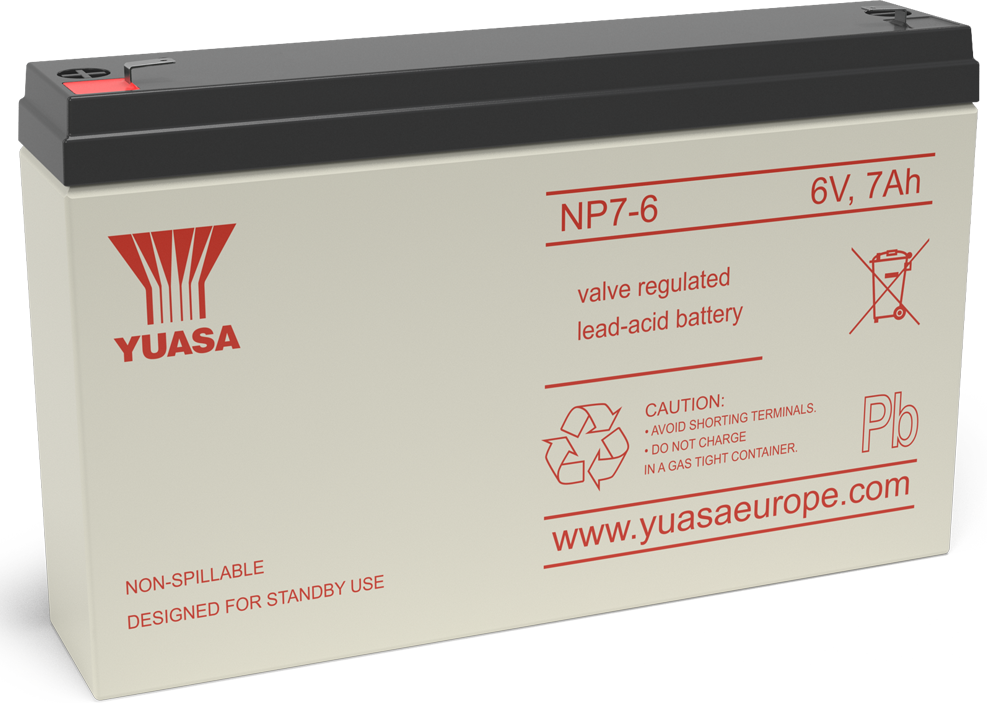 Yuasa NP7-6 VRLA Sealed Lead Acid Battery   1 Pack