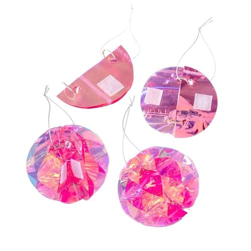 Set van 5 onbreekbare rode foliekerstballen met glitter, diameter 7 cm