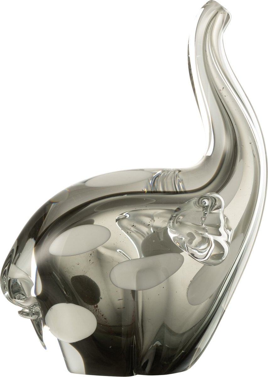 J-Line Decoratie Olifant - Glas - Transparant/Zwart - Small