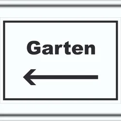 HB-Druck Garten Schild mit Text und Richtungspfeil links Blumen Rasen waagerecht A2 (420x594mm)