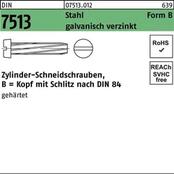 Gewindeschneidschraube DIN 7513 FormB Zylinder Schlitz BM 3x10 Sta verz. 1000St.