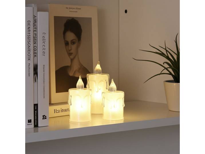 Elegante LED-Kerzen im 3er-Set, transparente Flammen-Optik
